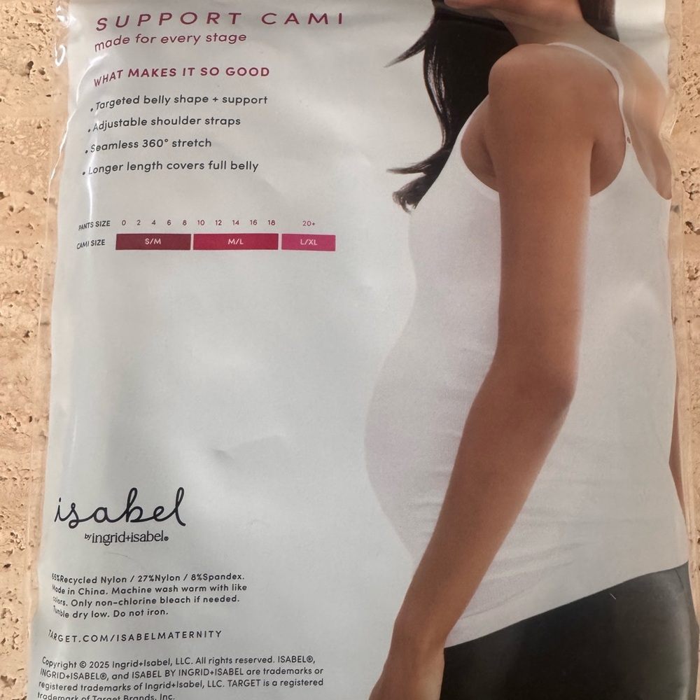 Support Cami Maternity Tank Top , bundle of 3 (2 black camis and 1 white), S/M - Picture 3 of 3